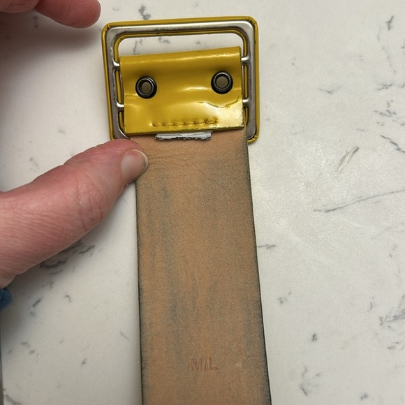 Jcrew Yellow Leather Adjustable Belt, M/L - Picture 6 of 6